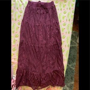 deep plum long aztec skirt